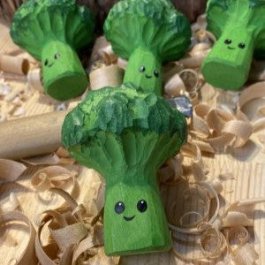 Handcrafted Wooden Broccoli Man Sculpture for Home Decor