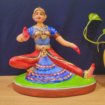 Bharathanatyam doll dancing head sitting red & blue