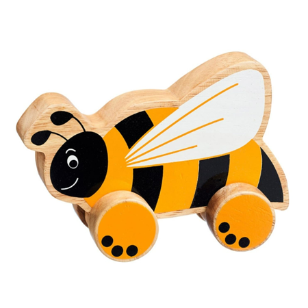 Channapatna Toys Premium Pull Along Toy Wooden Bee for 12 Months + Kids, Toddlers, Infant & Preschool Toys - Multicolor - with Attached String